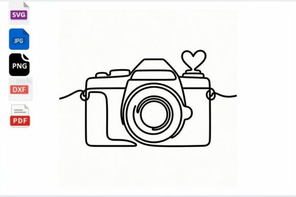 Download Camera Heart Line Art SVG PNG DXF Vector - Png Collection