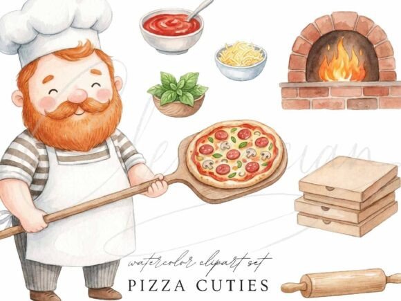 Download Pizza Chef Clipart PNG Cute Pizzeria - Png Collection