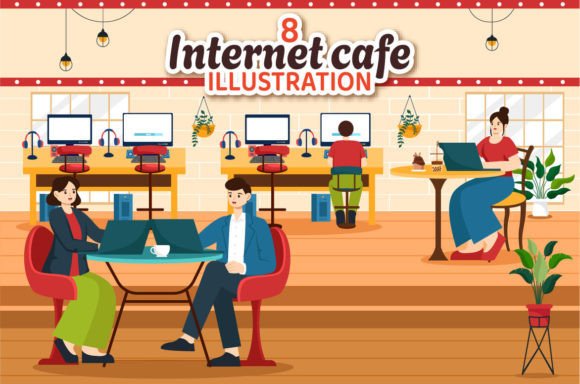 Download 8 Internet Cafe Illustration - Illustration Collection