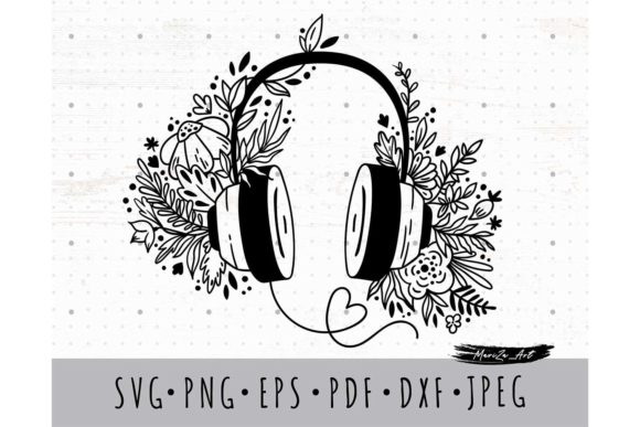 Download Headphones and Flowers SVG PNG Image - Png Collection