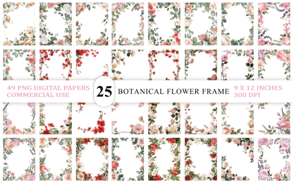 Download Vintage Botanical Flower Frame PNG - Png Collection