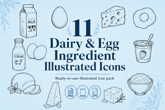 Download 11 Food Icon Set Dairy Egg - SVG PNG EPS - Png Collection