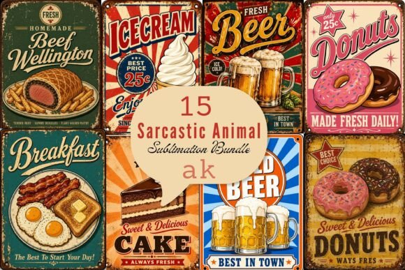 Download Retro Food Poster Sublimation PNG Bundle - Png Collection