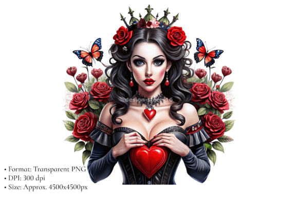 Download Queen of Hearts Gothic Illustration PNG - Png Collection