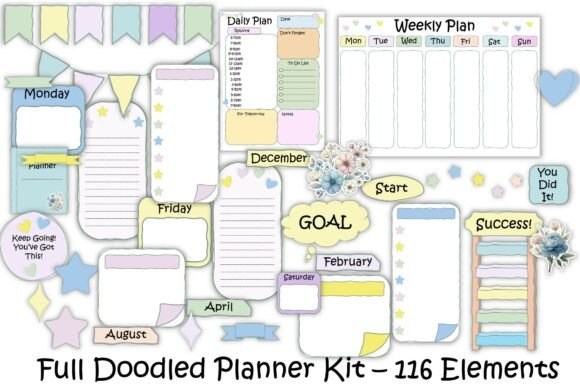 Download Full Planner Kit PNGs 116 Elements - Png Collection